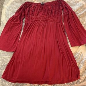 Maroon off the shoulder dress